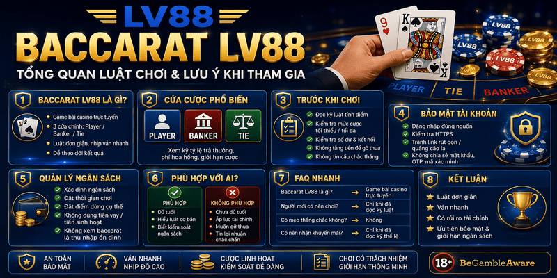 Baccarat LV88 – Tổng Quan Luật Chơi Và Lưu Ý Khi Tham Gia