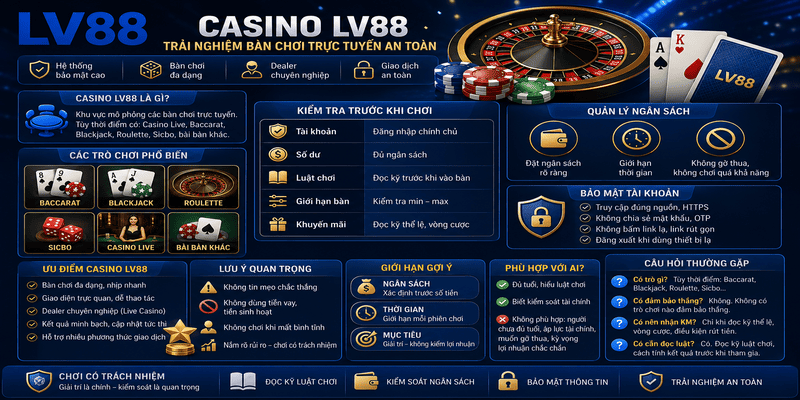 Casino LV88 – Trải Nghiệm Bàn Chơi Trực Tuyến An Toàn